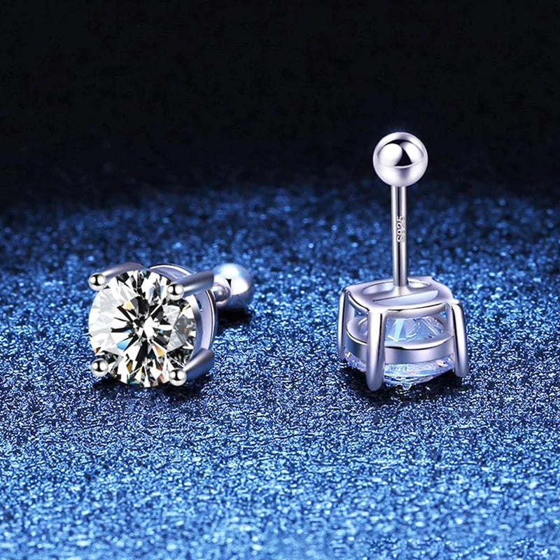 Moissanite Screw-Back Stud Earrings