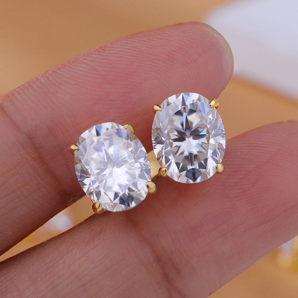 Oval Cut Moissanite Stud Earrings