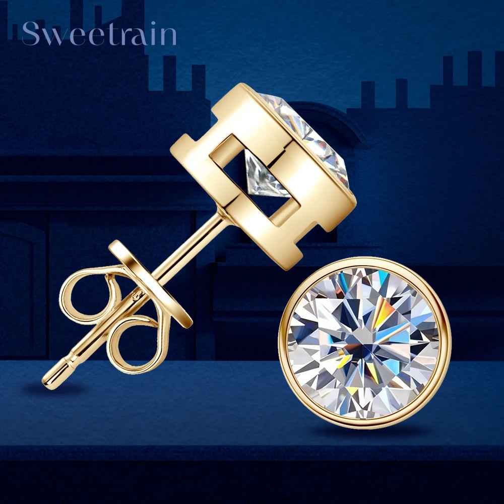 18K Gold Plated Moissanite Stud Earrings