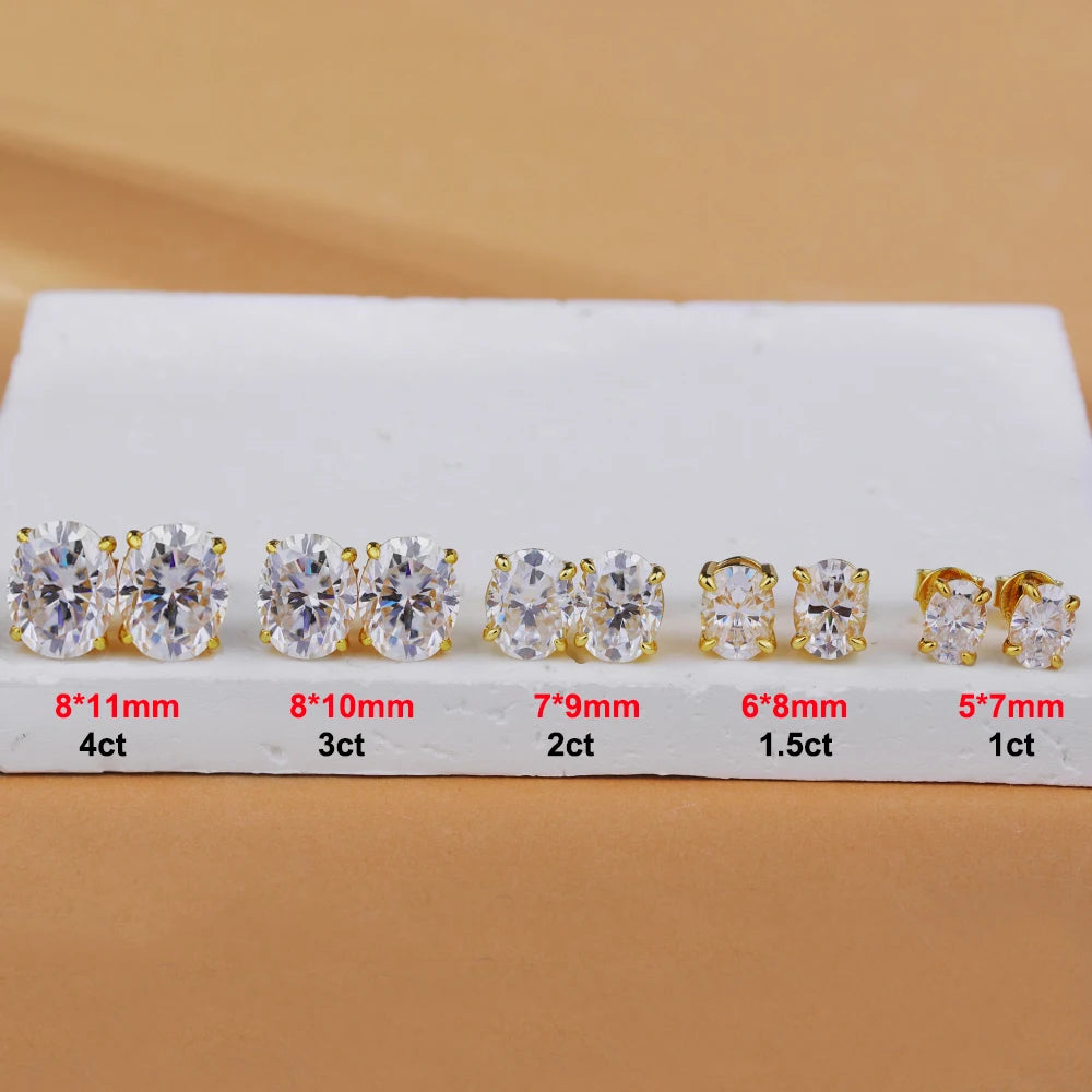 Oval Cut Moissanite Stud Earrings