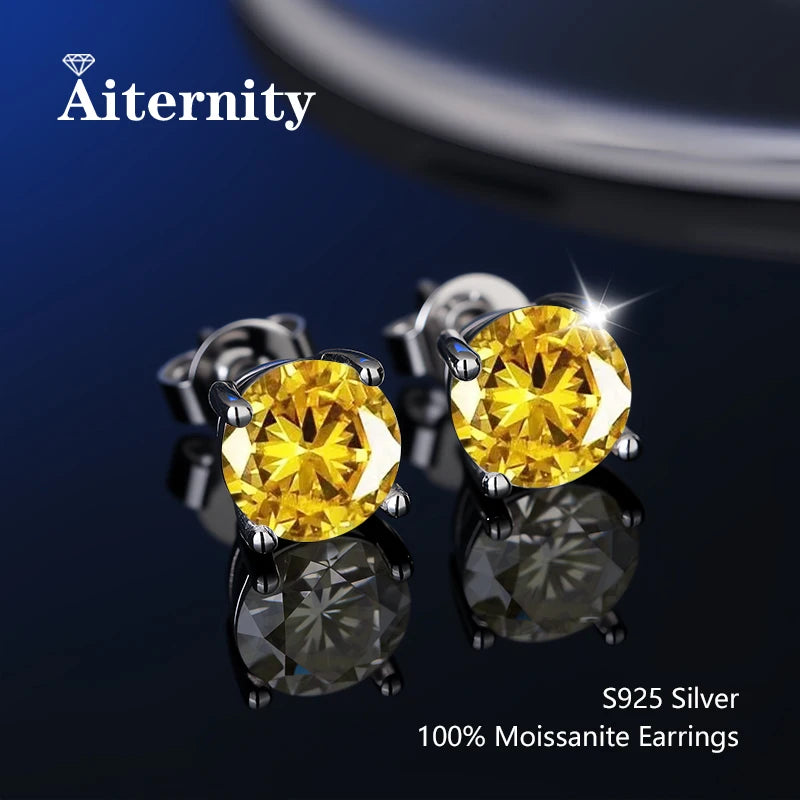 Platinum-Plated Moissanite Stud Earrings