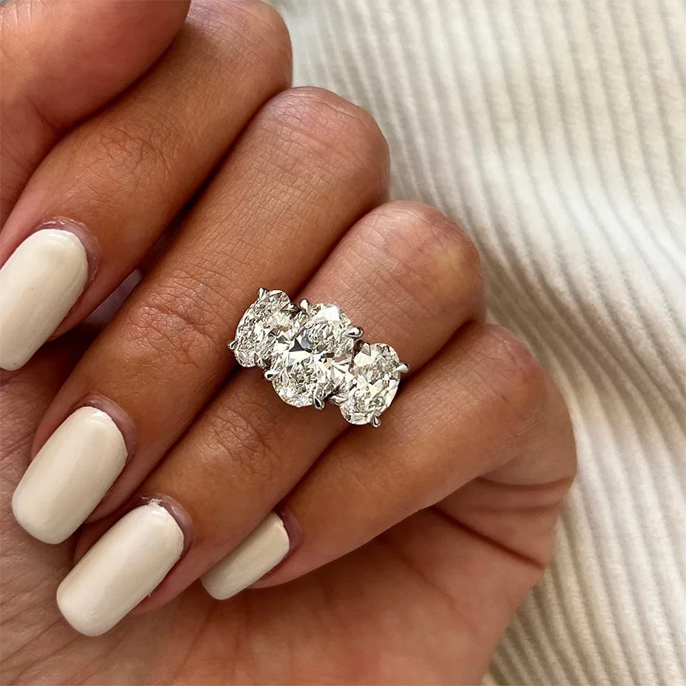 Three-Stone Moissanite Engagement Ring