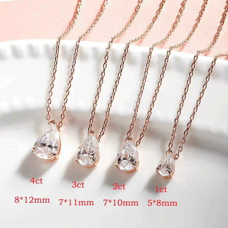 Pear Cut Moissanite Pendant Necklace