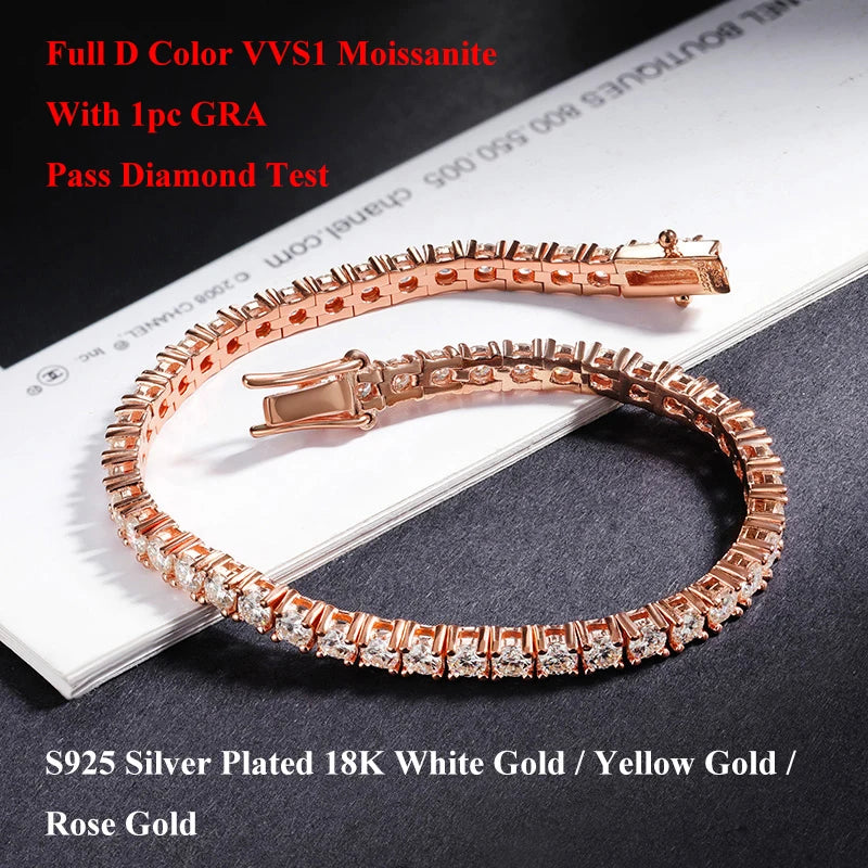 Rose Gold Moissanite Tennis Bracelet