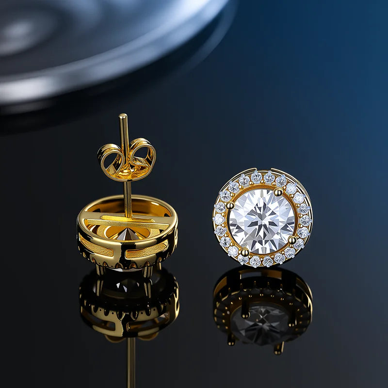 Platinum-Plated Moissanite Stud Earrings