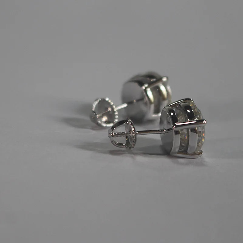 Moissanite Screw-Back Stud Earrings