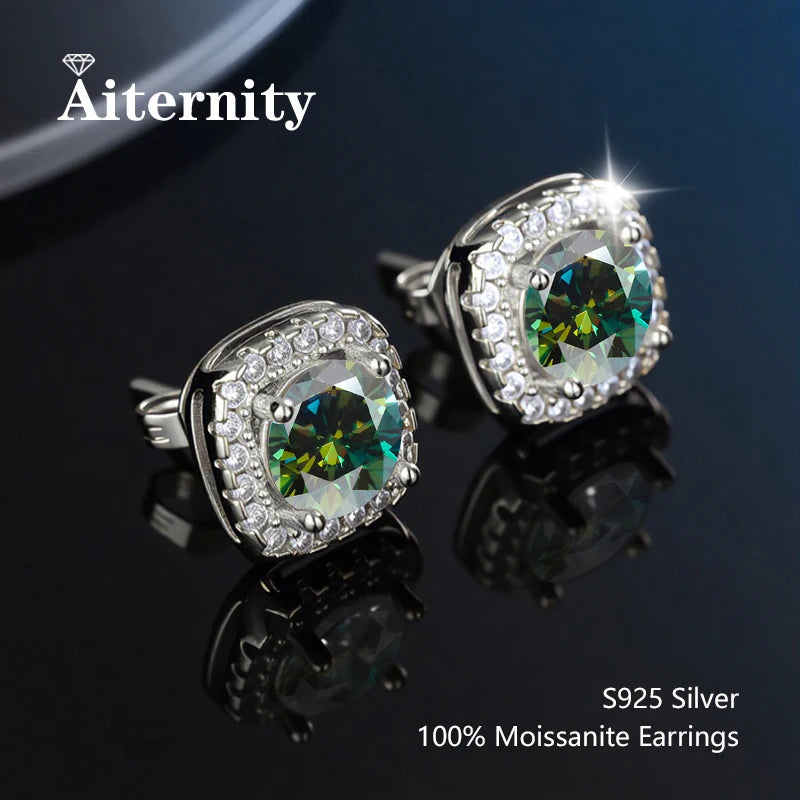 Platinum-Plated Moissanite Stud Earrings