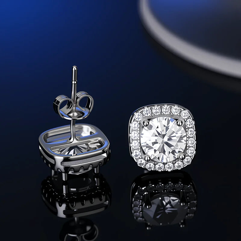 Platinum-Plated Moissanite Stud Earrings