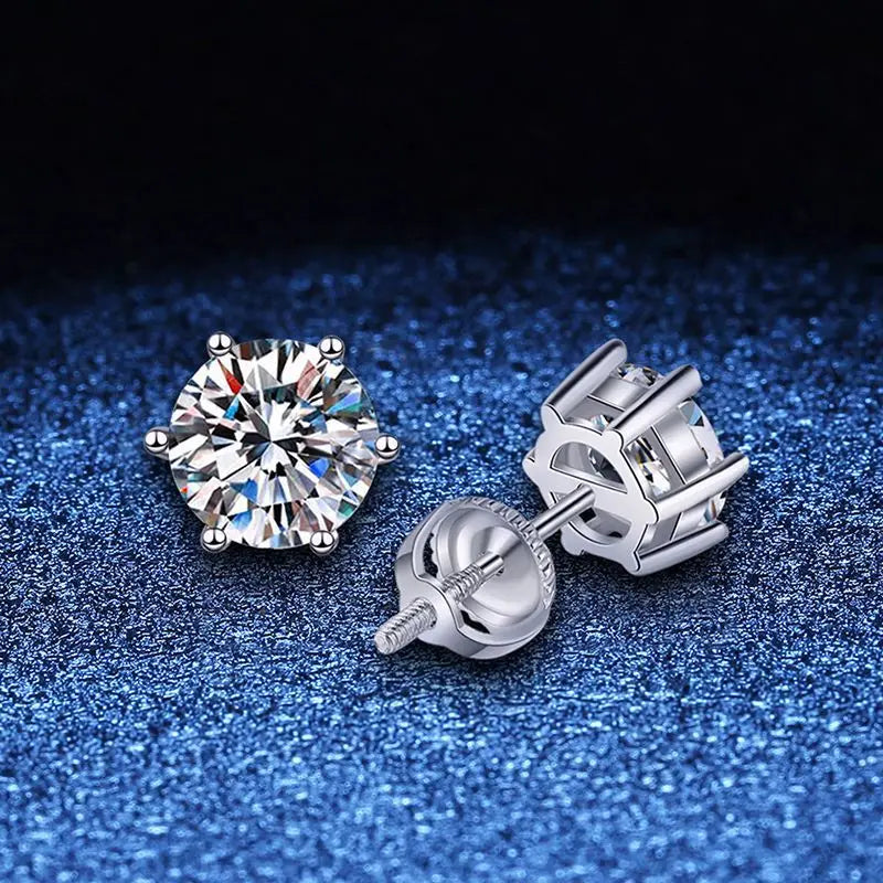Moissanite Screw-Back Stud Earrings