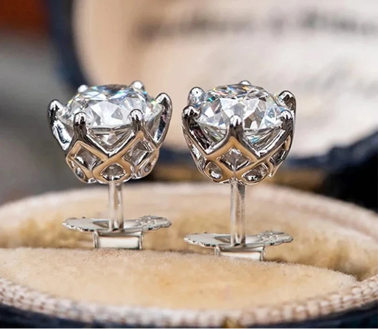 Moissanite Screw-Back Stud Earrings